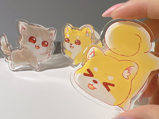 Shiba Kitten BFF | Resin Acylic Charm | Keychain | Magnet | Stand | Pin