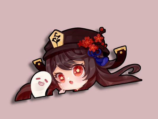 Hutao Peeker Sticker| Genshin Sticker | Light Reflective | Peeker | Waterproof | Car Decal | Laptop Sticker | Flat Surface Decorations