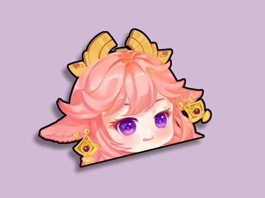 Yae Miko Peeker Sticker| Genshin Sticker | Light Reflective | Peeker | Waterproof | Car Decal | Laptop Sticker | Flat Surface Decorations