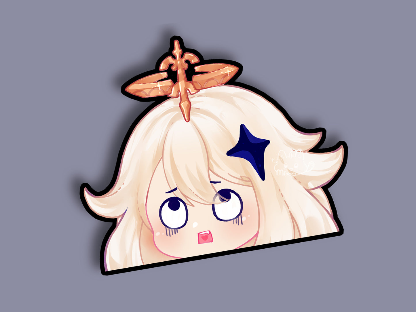 Paimon Peeker Sticker| Genshin Decal | Light Reflective | Peeker | Waterproof | Car Decal | Laptop Sticker | Flat Surface Decorations