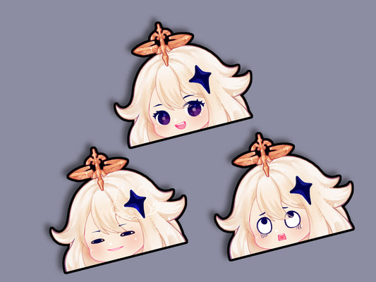 Paimon Peeker Sticker| Genshin Decal | Light Reflective | Peeker | Waterproof | Car Decal | Laptop Sticker | Flat Surface Decorations