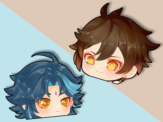 Zhongli Xiao Peekers | Genshin Sticker | Decal | Light Reflective | Peeker | Waterproof | Car Decal | Laptop Sticker | Flat Surface Decor