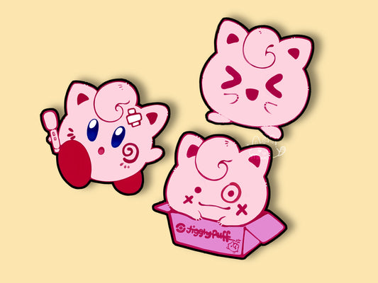 Jigglypuff | Jiggly Kirby |Jiggly Ditto | Decal Sticker | Light Reflective | Peeker | Waterproof | Car Decal | Flat Surface Decor